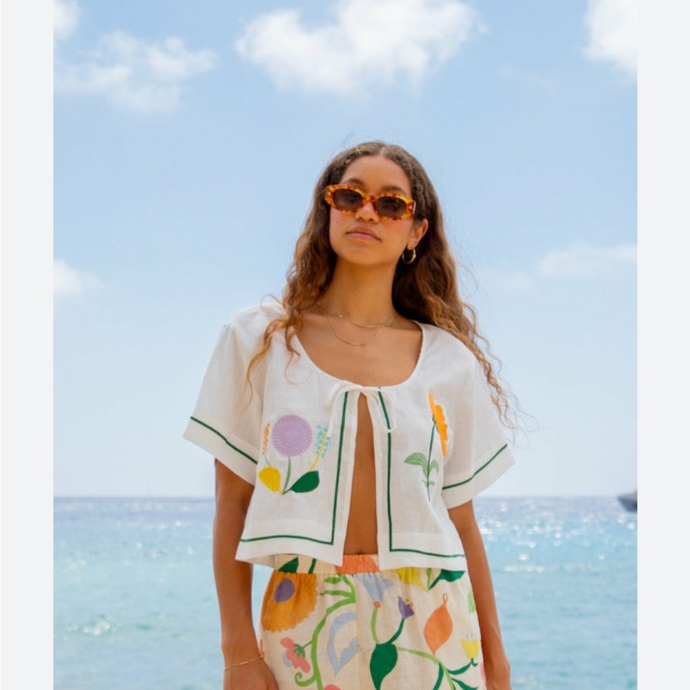 Vrg Grl Fleuriste Linen Smock Top